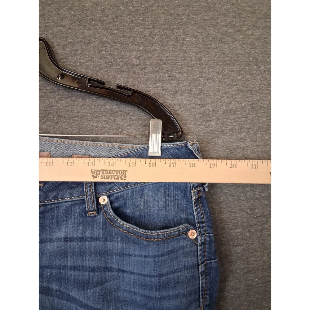 Ariat Womens Jeans 33R Blue Denim Rosa Perfect Boot Cut Thick Stitch Western - Picture 4 of 11